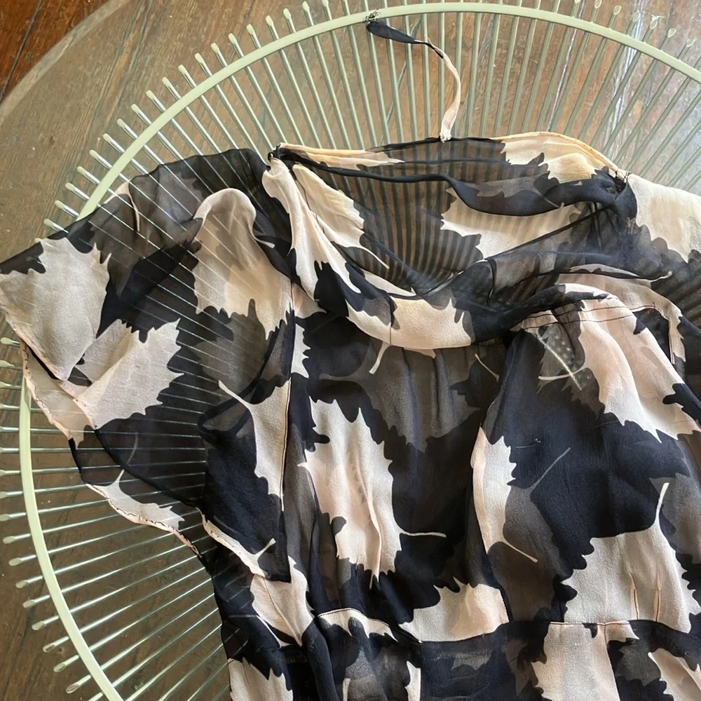 Vintage 20s leaf pattern sheer midi dress size small - Picture 15 of 16